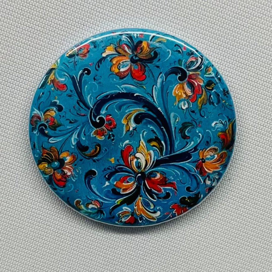 Lise Lorentzen Rosemaling round button/magnet