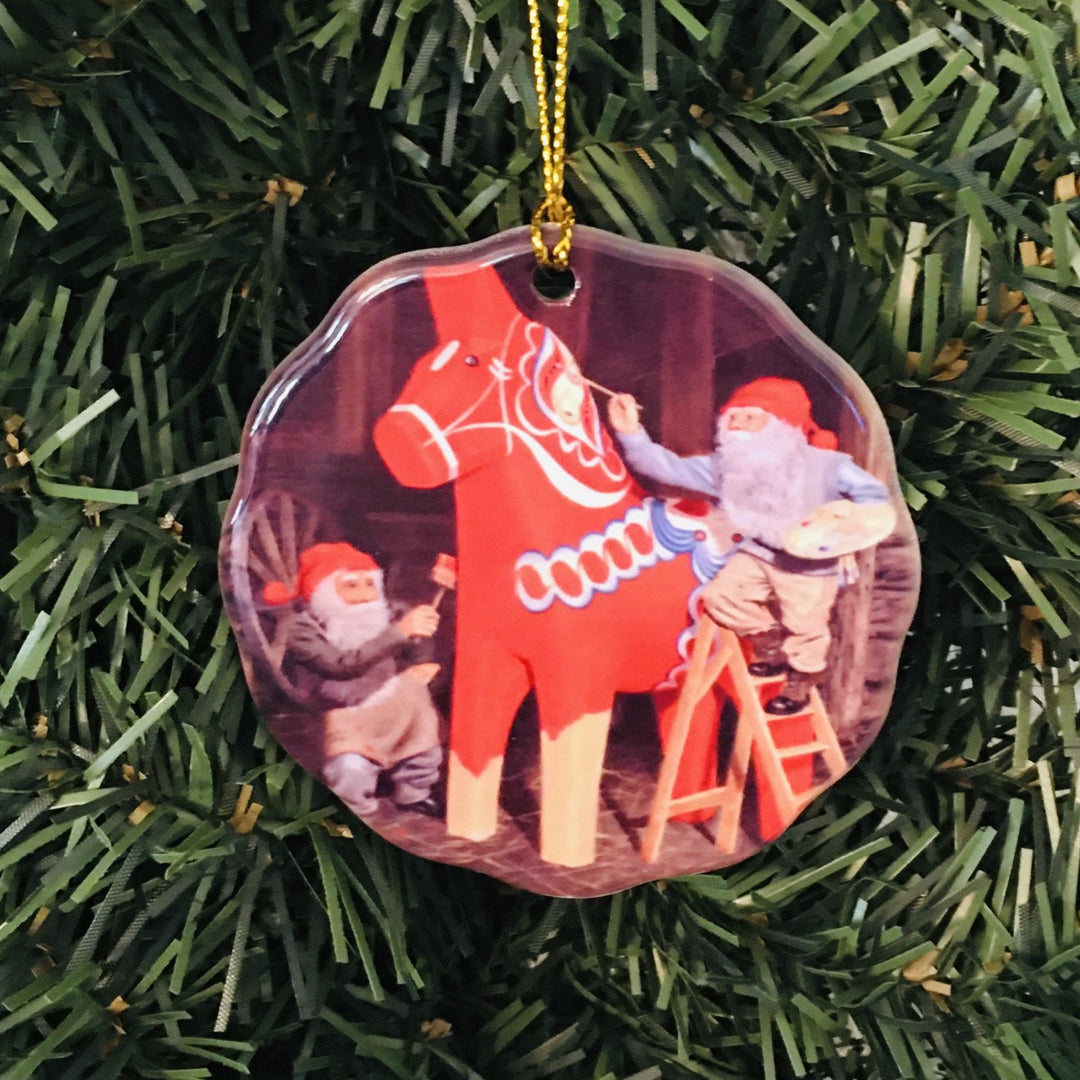 Ceramic Ornament, Jan Bergerlind Tomtar painting Dala horse