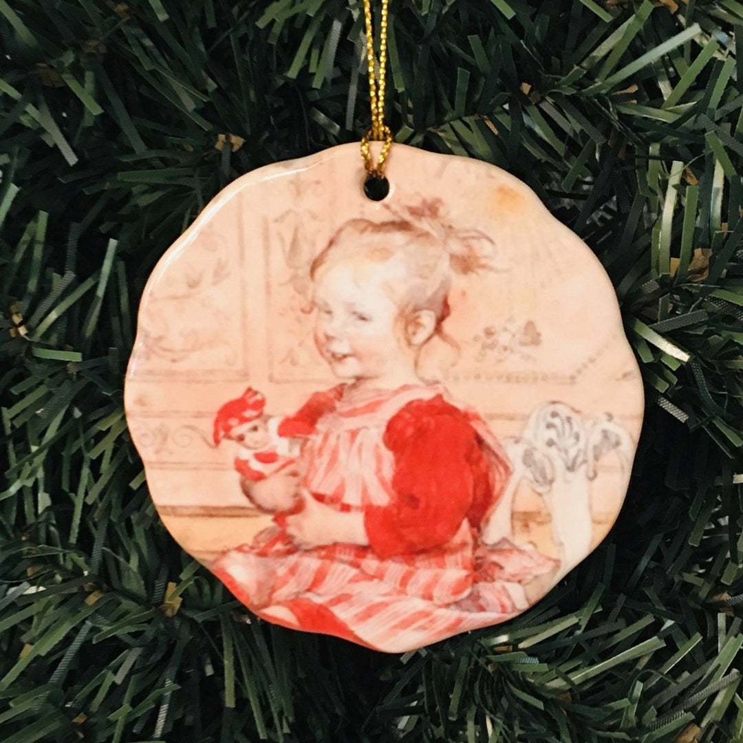 Ceramic Ornament, Carl Larsson Lisbeth with doll