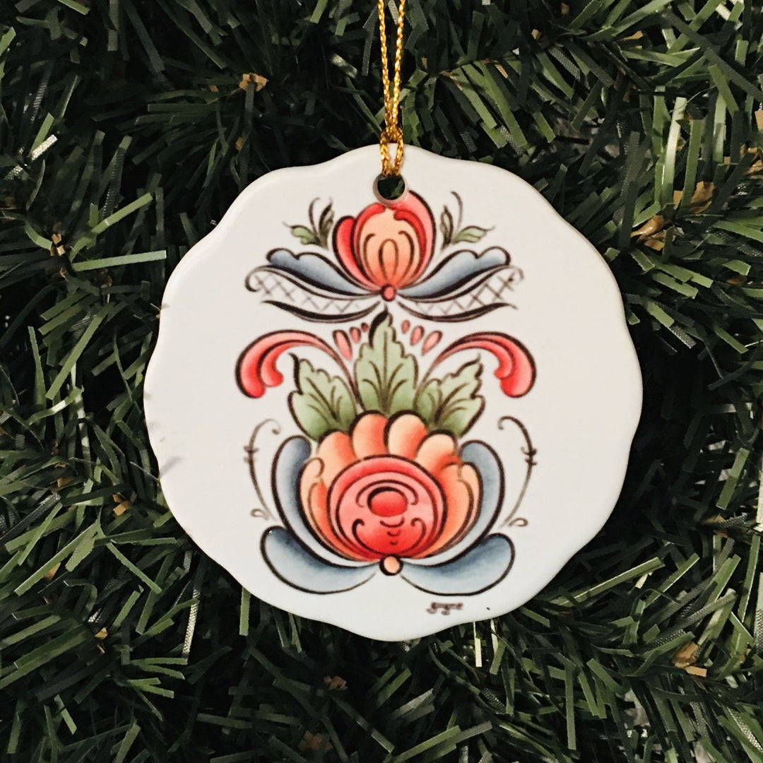 Ceramic Ornament, Rosemaling folk art