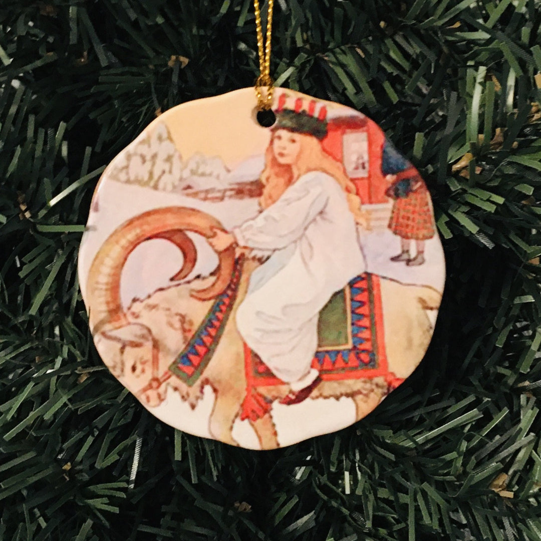 Ceramic Ornament, Lucia on goat