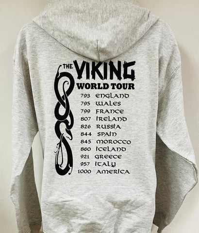 Viking World Tour on Ash Grey Full Zip Hoodie