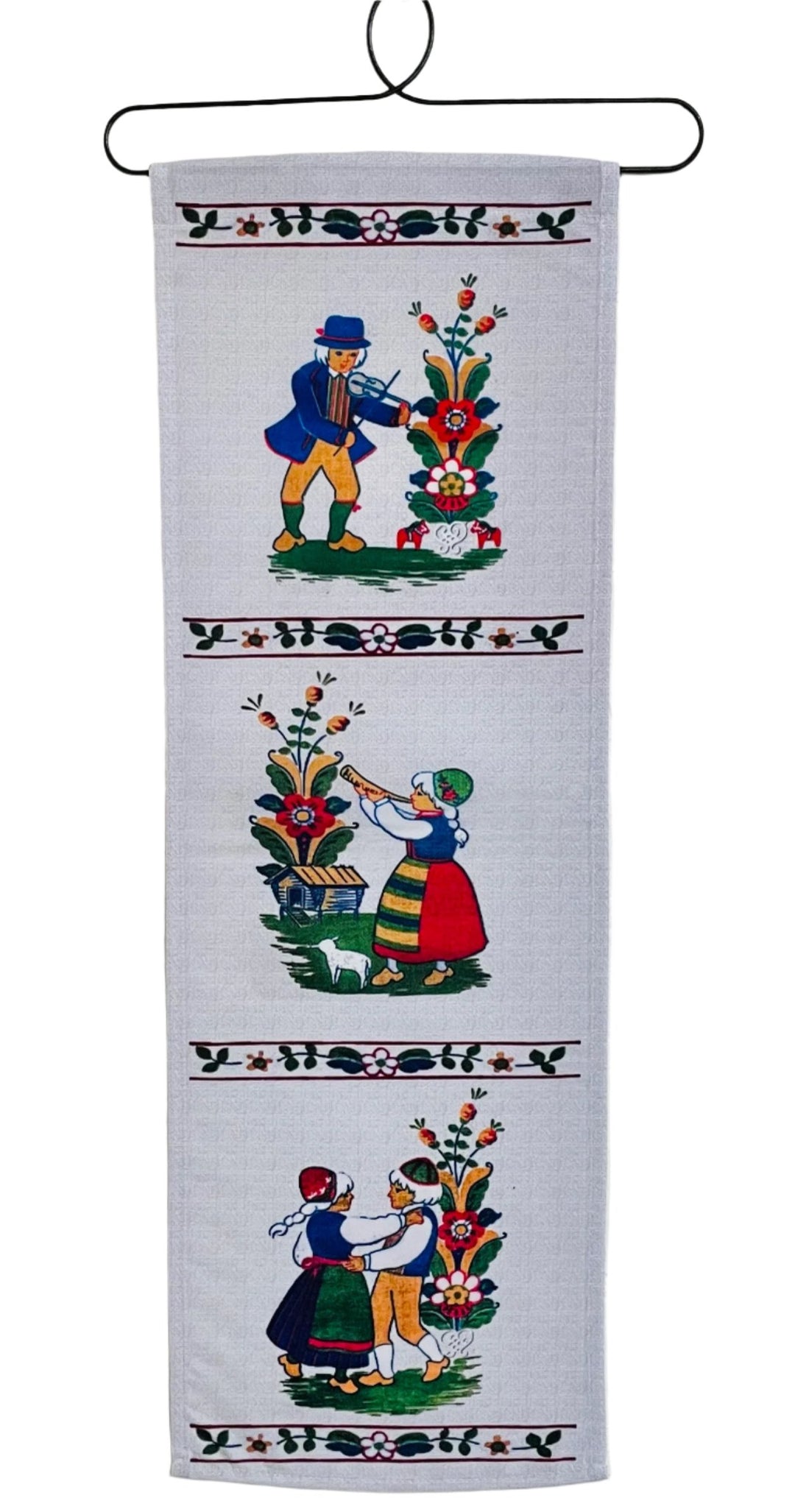 Swedish Dancers & Kurbits fabric wall hanging