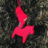 Tomte Boy on Red Dala Horse Ornament