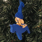 Tomte Girl on Blue Dala Horse Ornament