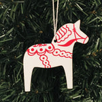 Dala horse ornament - White/Red