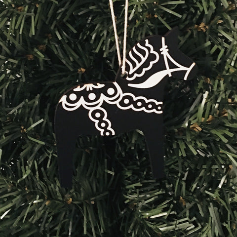 Dala horse ornament - Black
