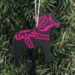 Dala horse ornament - Black/Pink