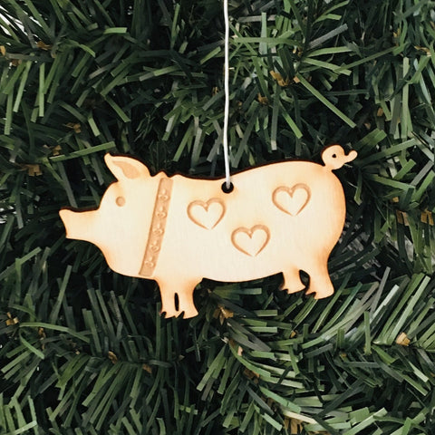 Baltic birch ornament - Pig with Hearts