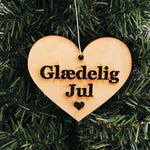 Baltic birch ornament - Glædelig Jul Heart