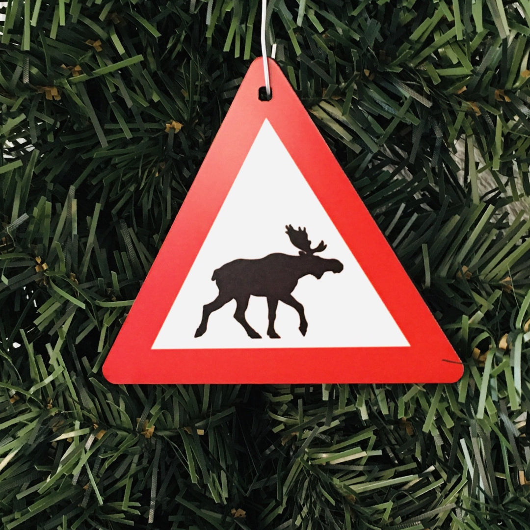 Moose Crossing sign ornament