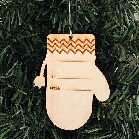 Baltic birch ornament - Mitten Gift Tag