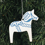 Dala horse ornament - White/Blue