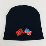 Knit  beanie hat - Norway & USA flag