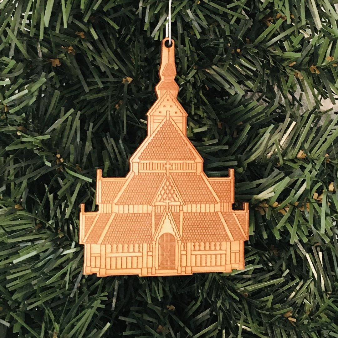 Baltic birch ornament - Stave church