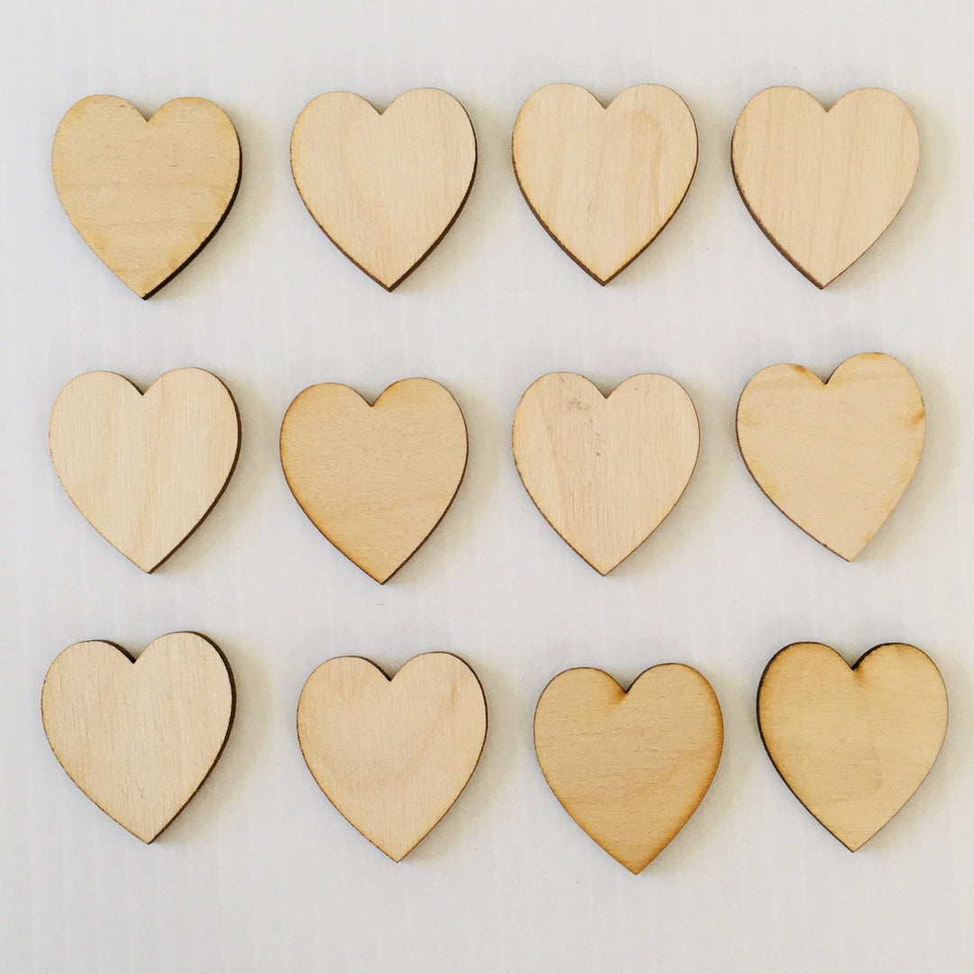 Bag of 12  Wood Hearts