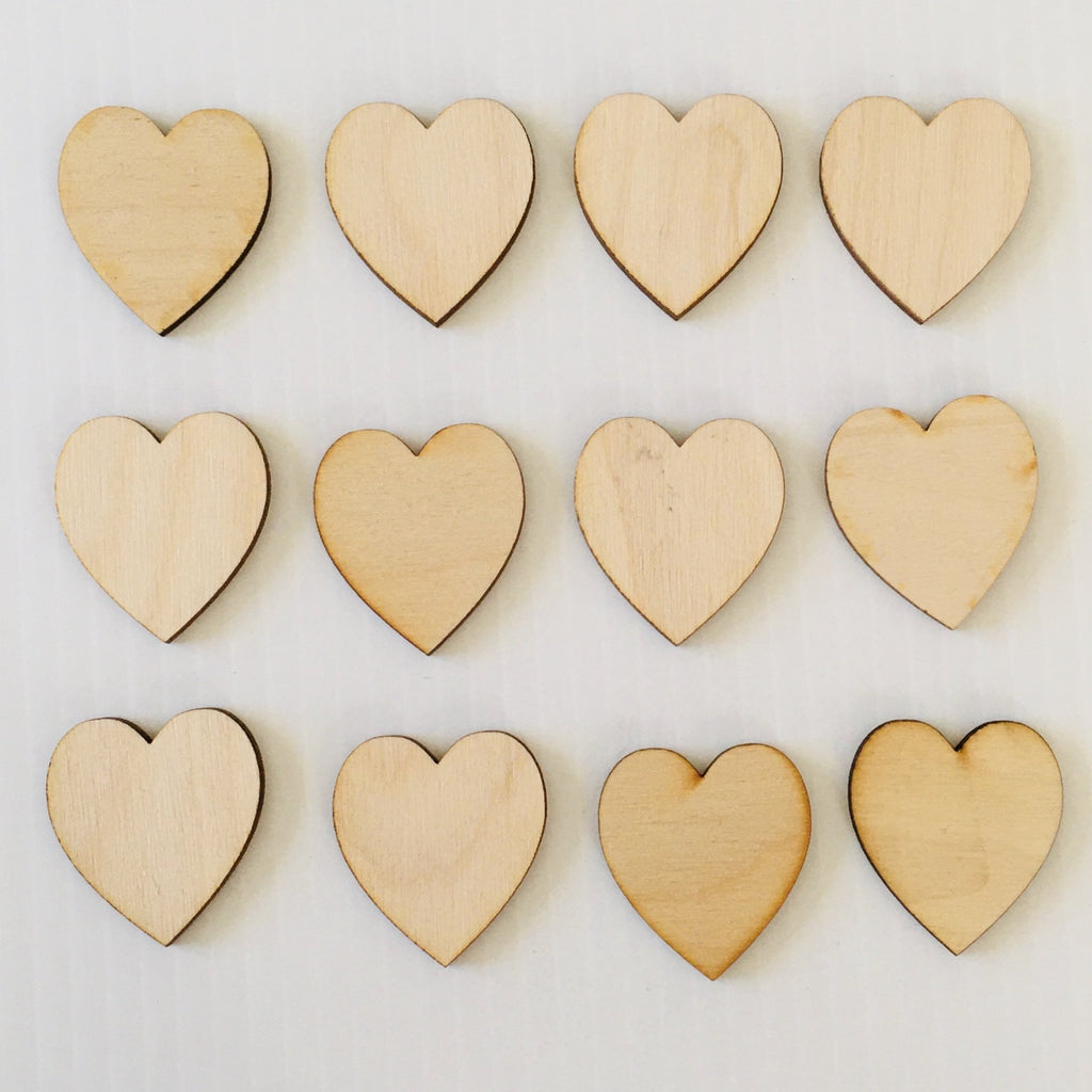 Bag of 12 Wood Hearts – Gift Chalet