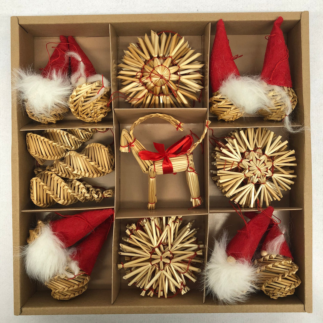 Straw ornament set - 30 pc set.