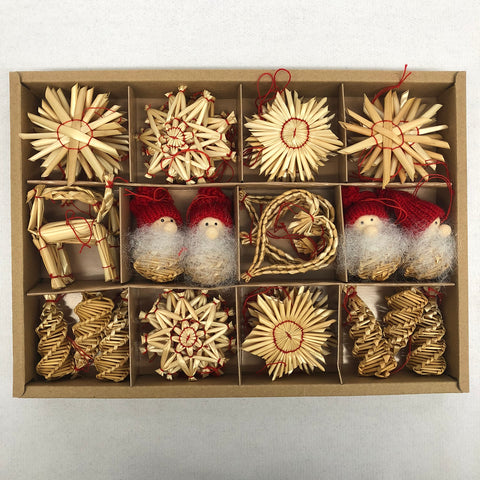 Straw ornament set - 45 pc box