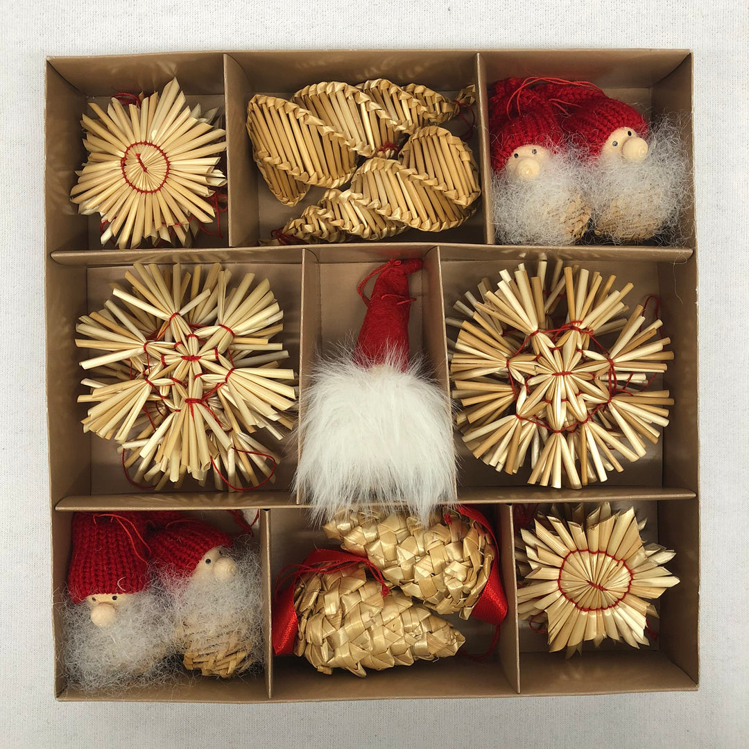 Straw ornament set - 29 pc box