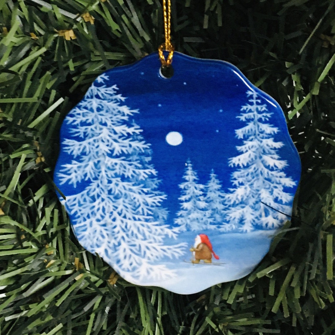 Ceramic Ornament, Eva Melhuish, Tomte in forest