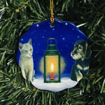 Ceramic Ornament, Eva Melhuish, Cat & dog with lantern