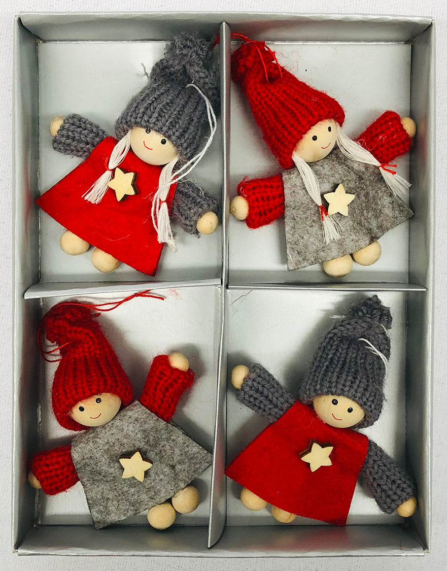 Gnome ornaments with wooden stars Box of 4