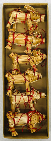Mini Straw pig ornaments - Box of 6