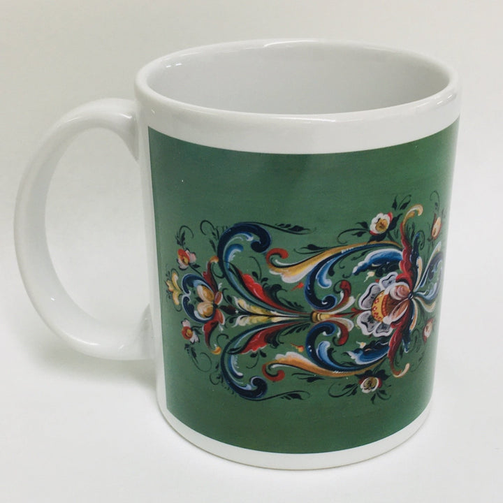 Lise Lorentzen Green Rosemaling coffee mug