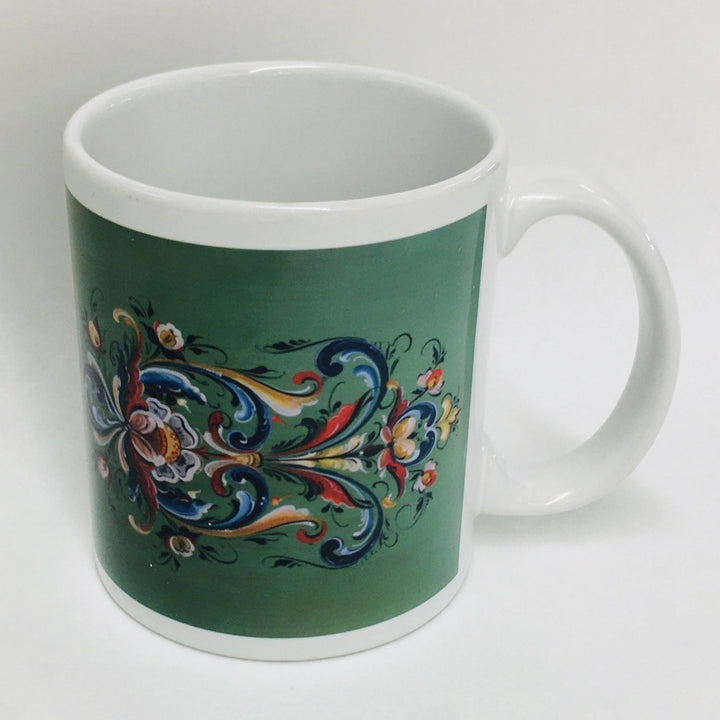 Lise Lorentzen Green Rosemaling coffee mug