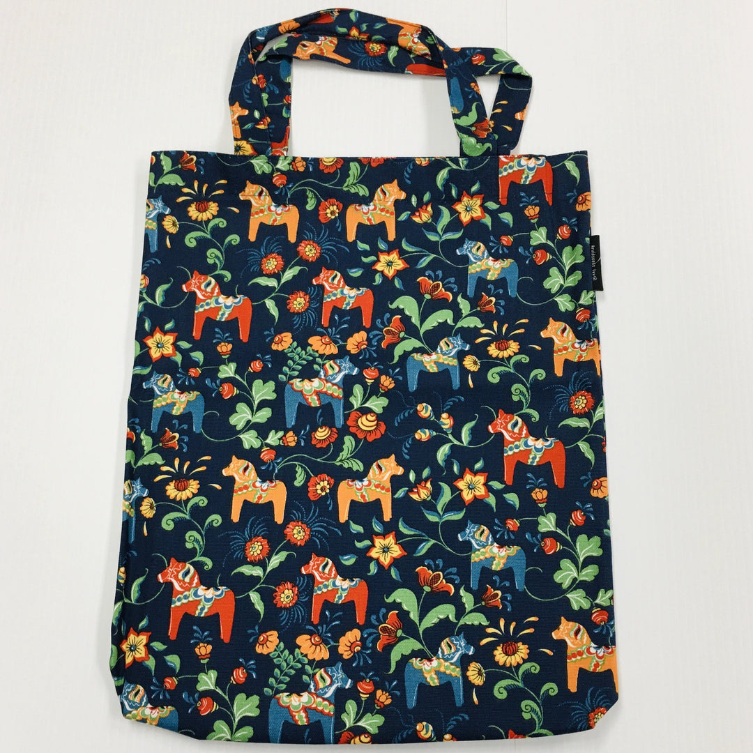 Tote Bag - Navy with Multi Color Mini Dala horses