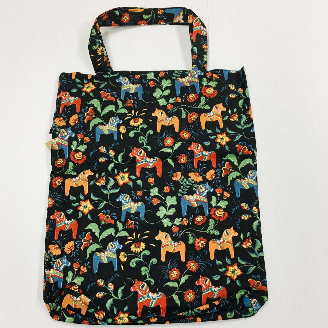 Tote Bag - Black with Multi Color Mini Dala horses