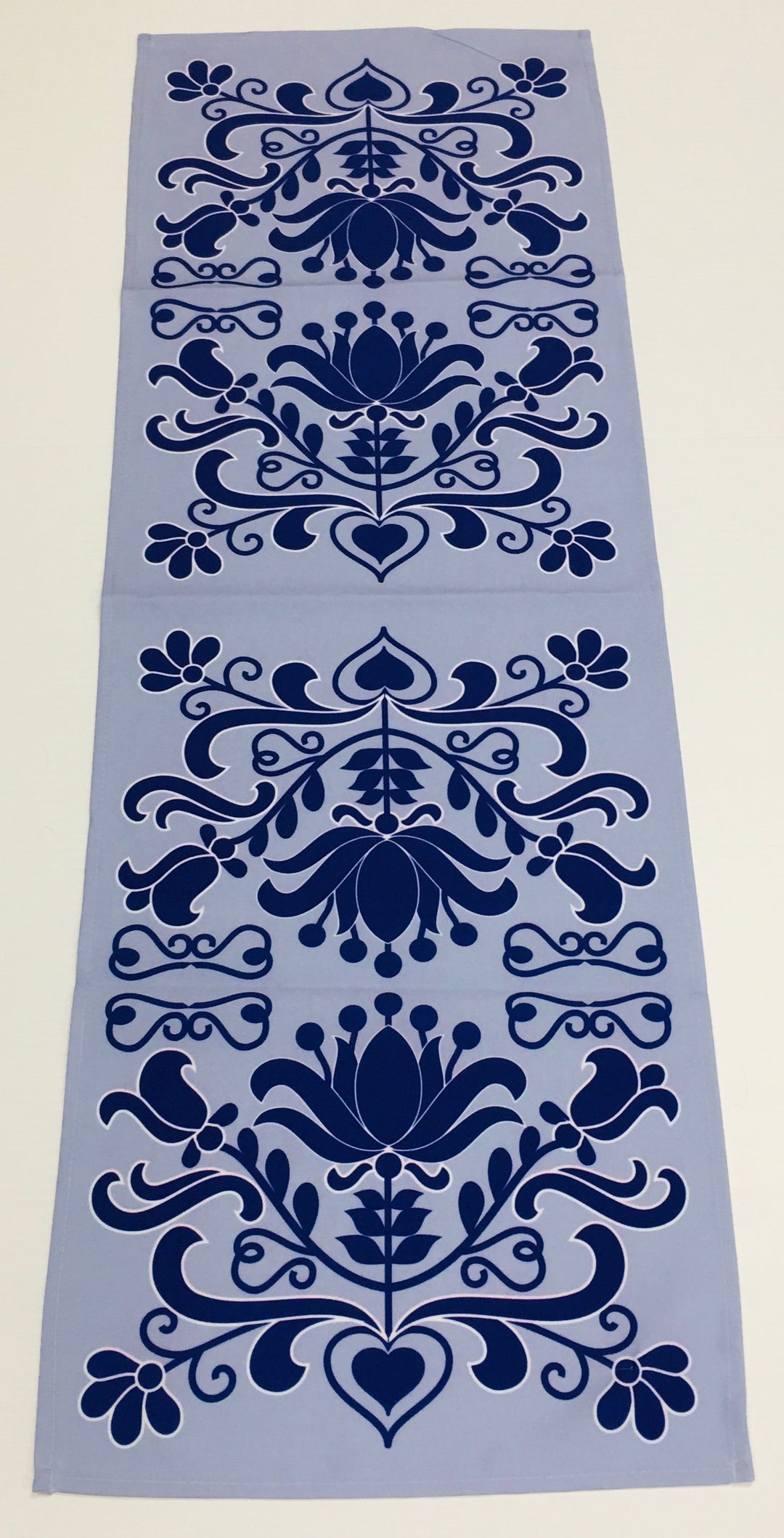 Blue Folk Art Flowers Table Runner