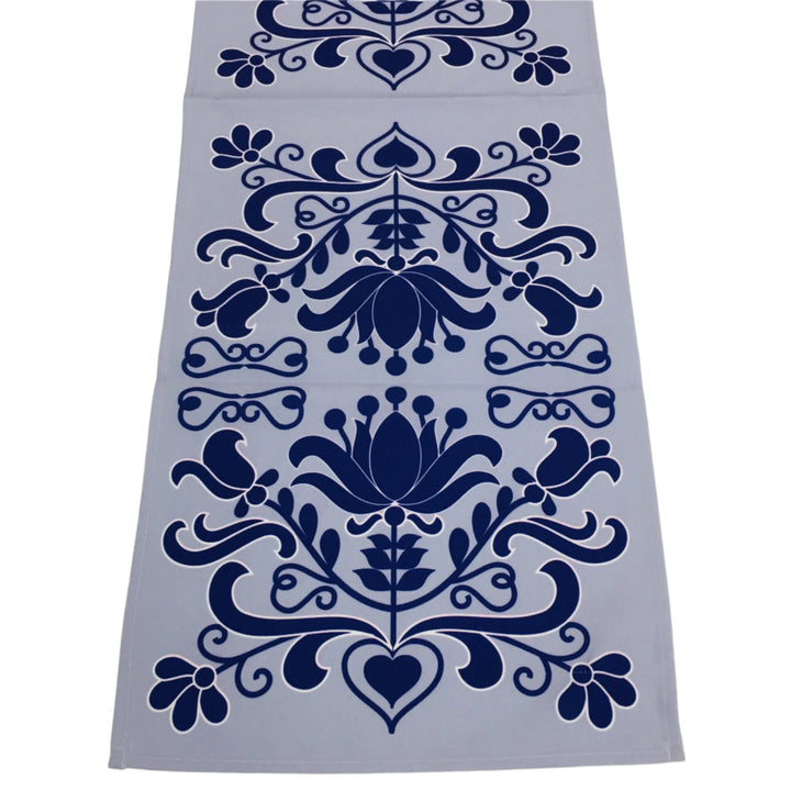 Blue Folk Art Flowers Table Runner