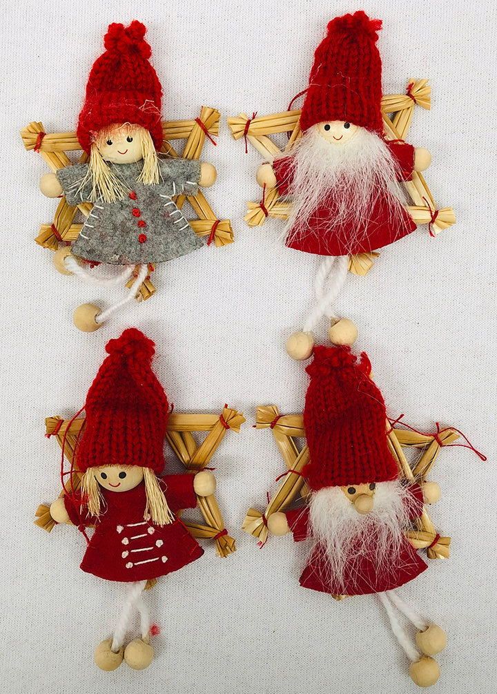 Gnome straw star ornaments