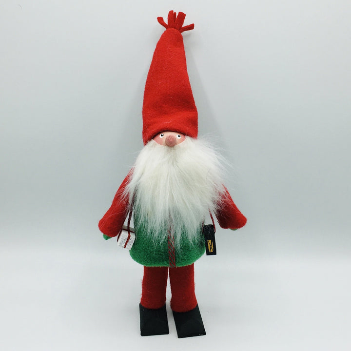 Hand made tomte holding a lantern & gift