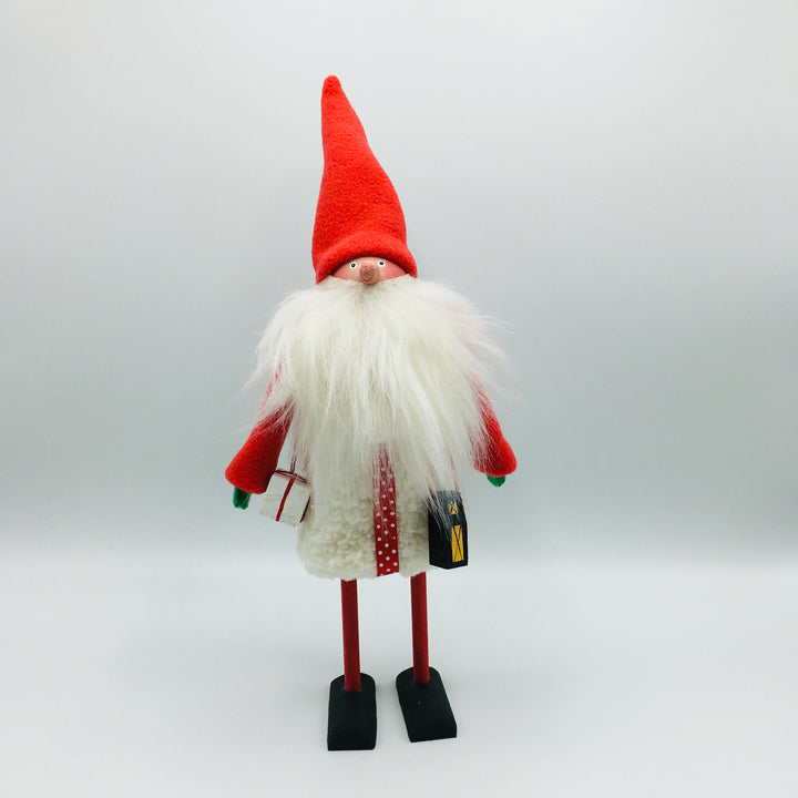 Hand made tomte holding a lantern & gift