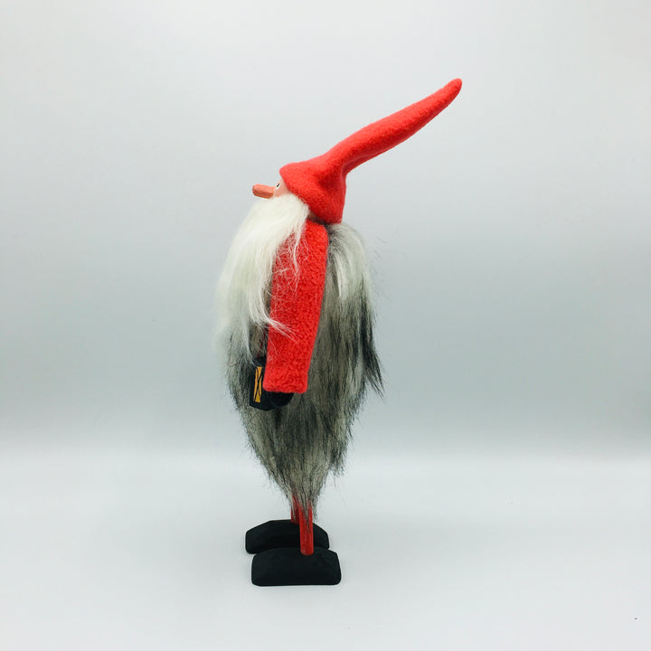 Hand made tomte holding a lantern & gift