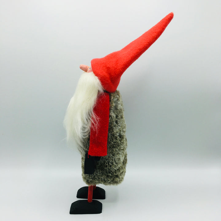 Hand made tomte holding a lantern & gift