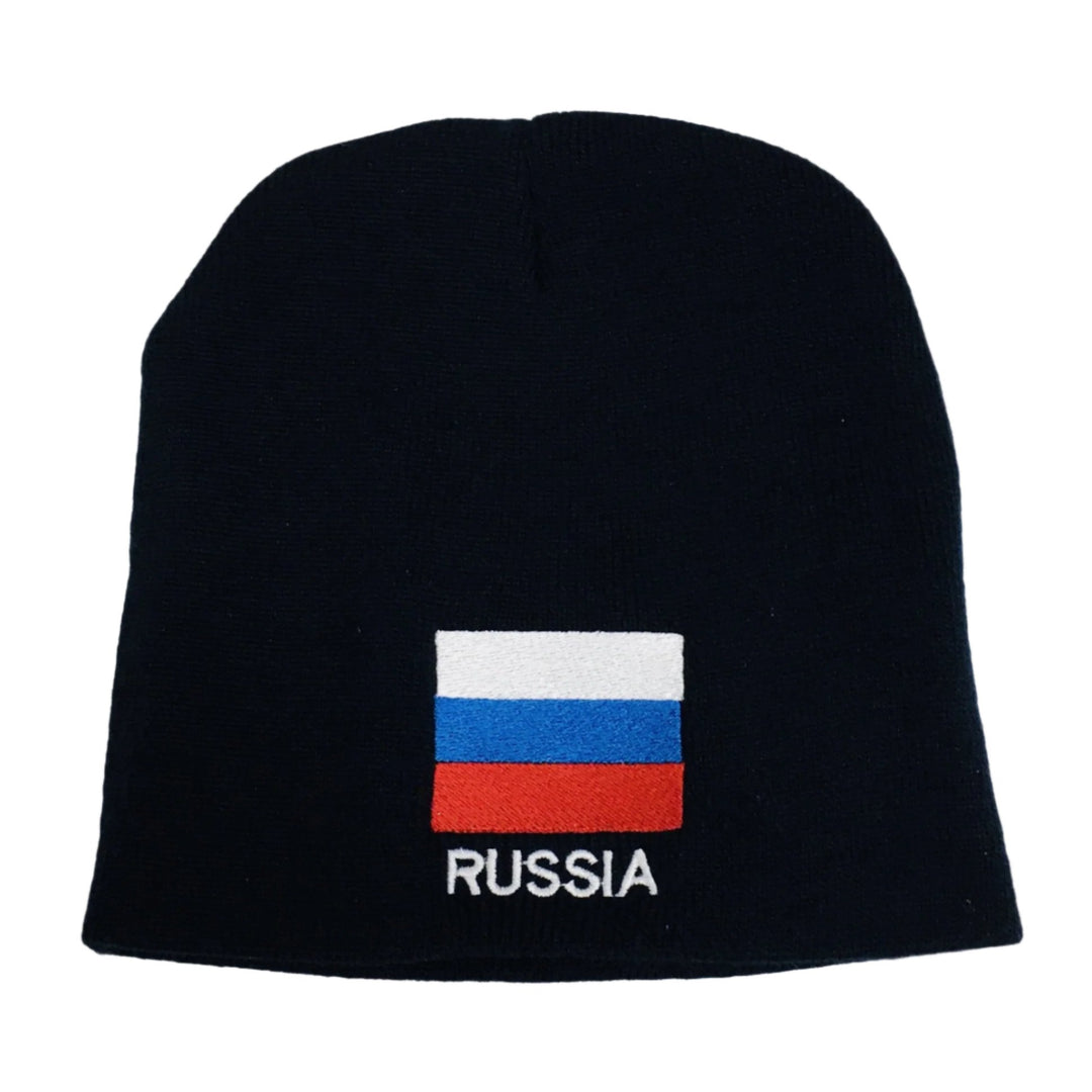 Knit  beanie hat - Russia flag