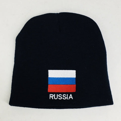 Knit  beanie hat - Russia flag