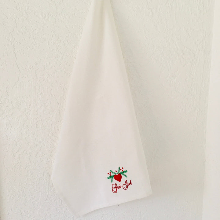 Dish Towel - God Jul Hearts & Pines