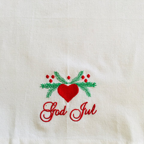 Dish Towel - God Jul Hearts & Pines