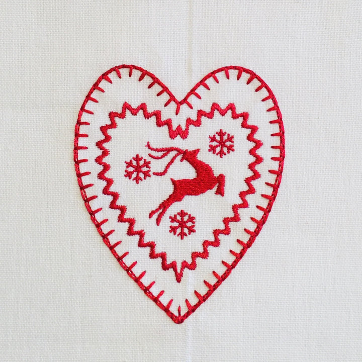 Dish Towel - Nordic Heart with Reindeer