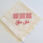 Large Square Napkin Embroidered God Jul Snowflakes