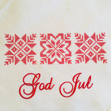 Large Square Napkin Embroidered God Jul Snowflakes