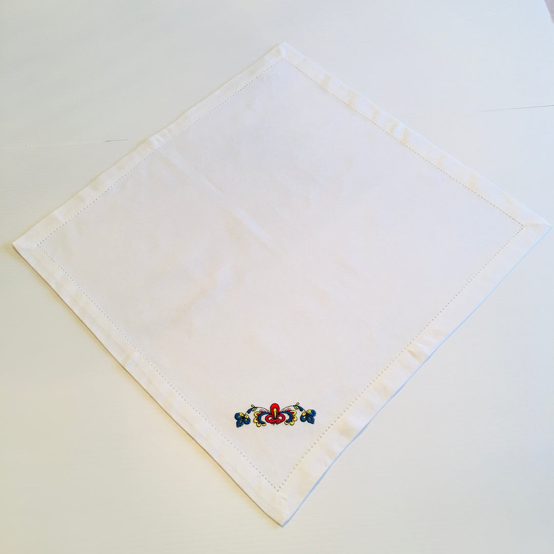 Large Square Napkin Embroidered Farmers Rose