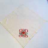 Large Square Napkin  Embroidered God Jul Scroll
