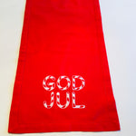 God Jul Candy Cane Embroidered on Red 36" Runner