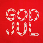 God Jul Candy Cane Embroidered on Red 36" Runner